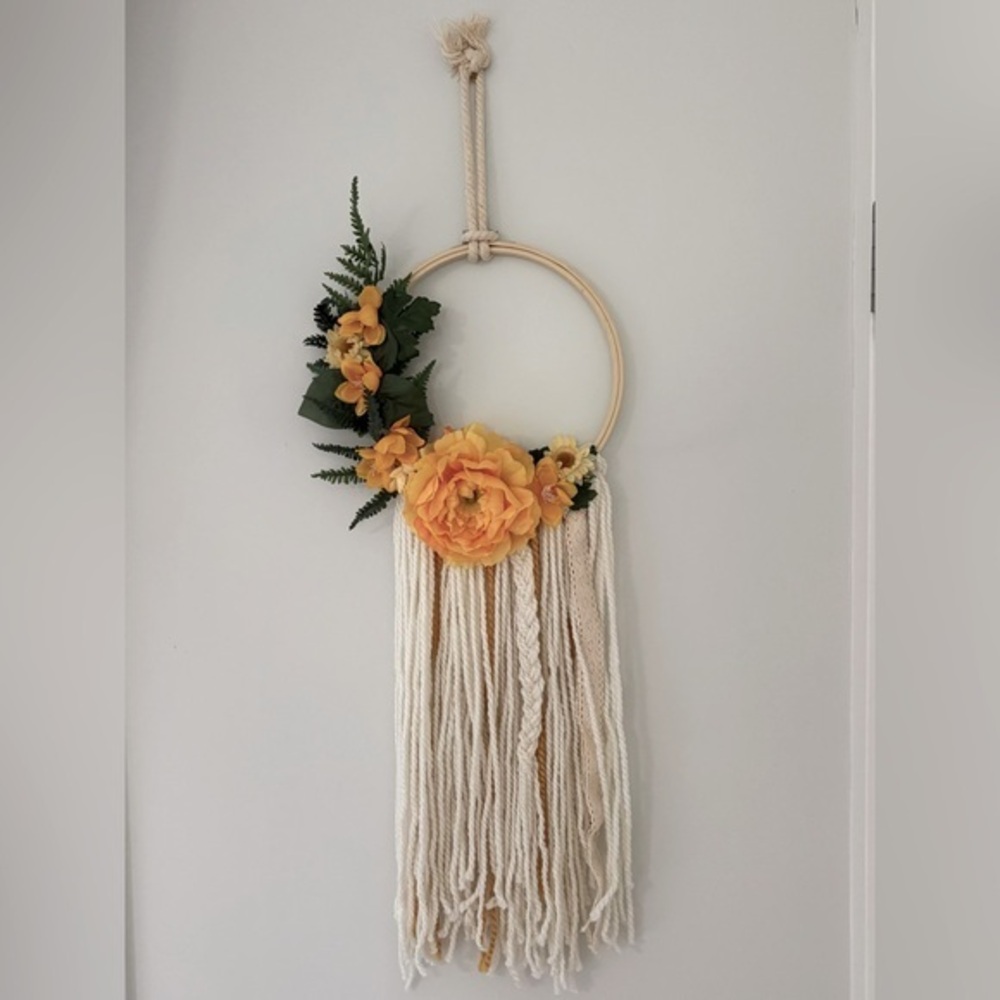 HANDMADE | Boho Floral Wall Hanging with Yellow Flowers